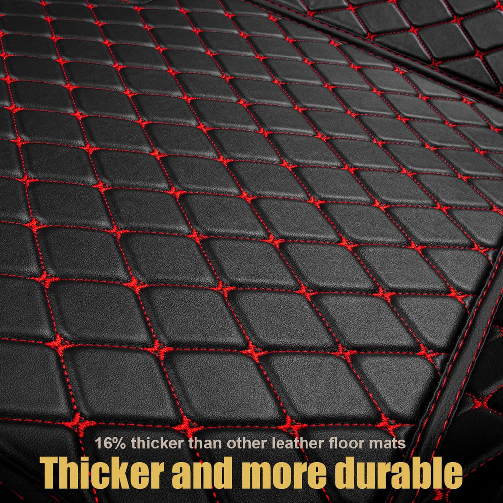 Leather Car Floor Mats 1st & 2nd Row Black V453551