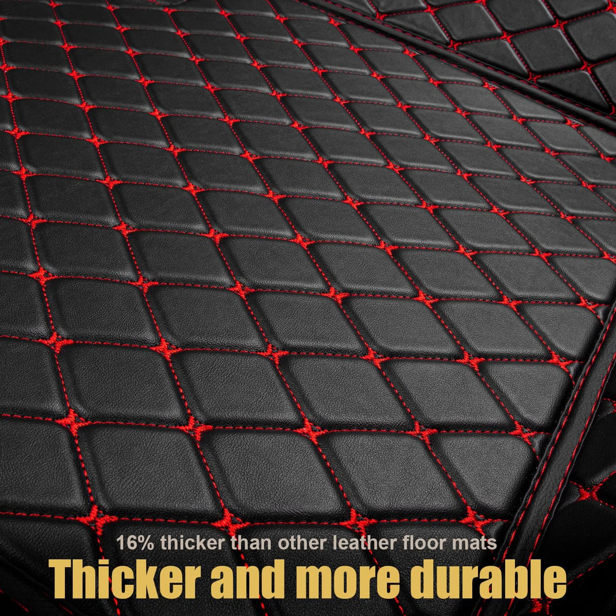 Leather Car Floor Mats 1st & 2nd Row Black V453551