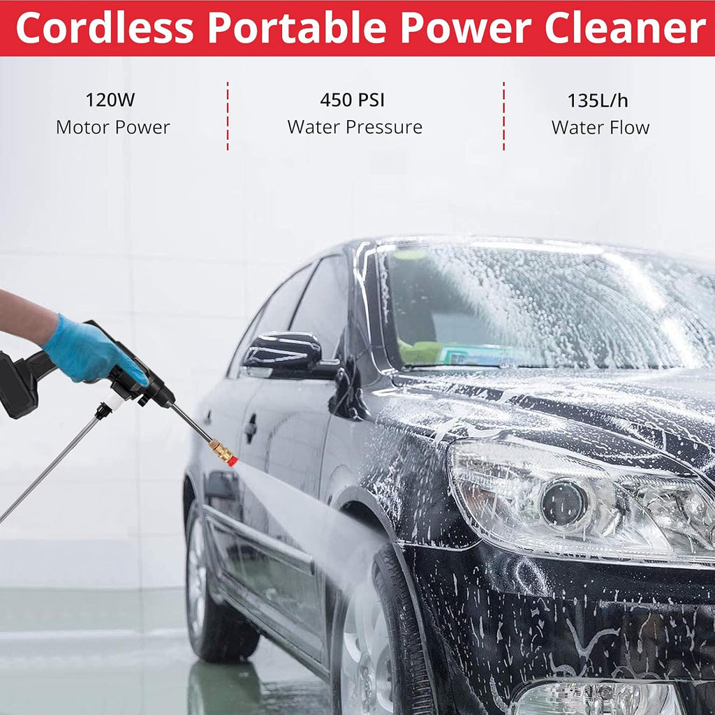 Cordless Pressure Washer 20V 4.0Ah 450 PSI 6 in 1 Adjustable Nozzle Q71022