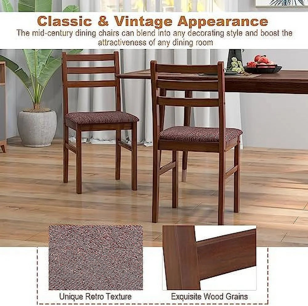 Walnut Set of 4 Wooden Dining Chairs with Padded Seat X438