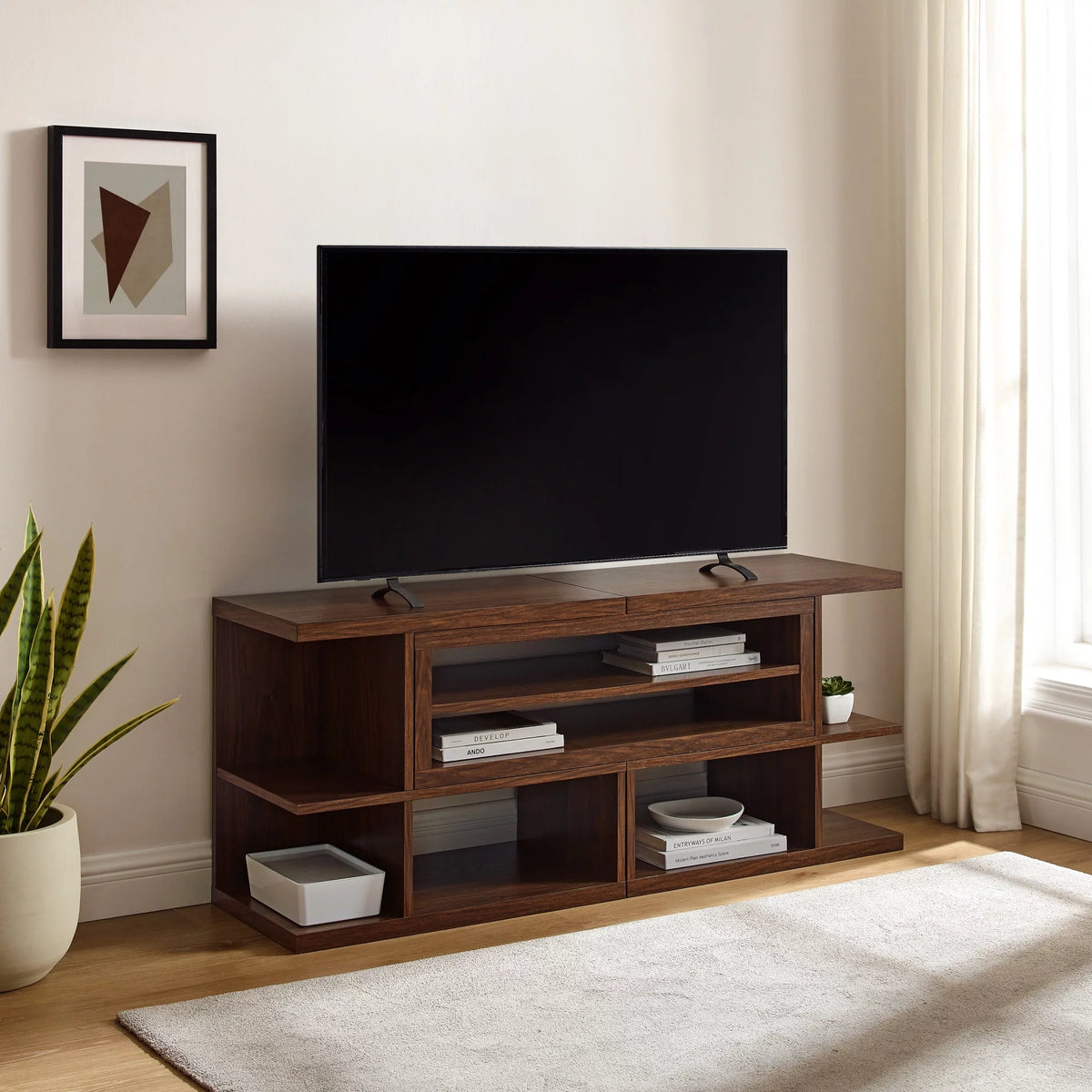 55” Extendable TV Stand, Dark Walnut N32826