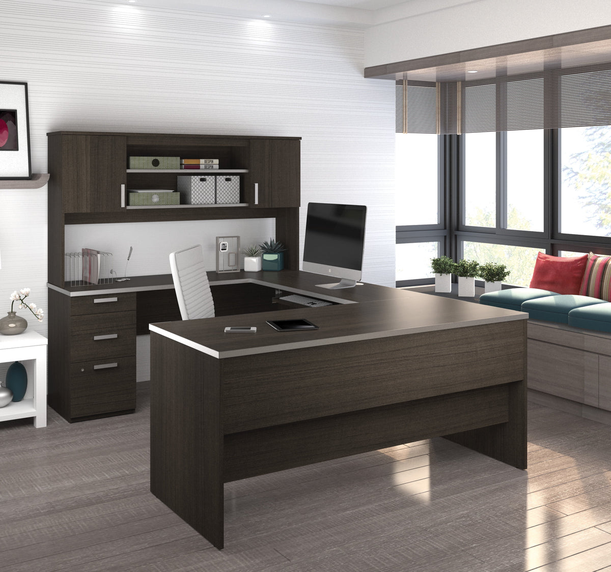 U-Shaped Desk with Pedestal and Hutch W5877