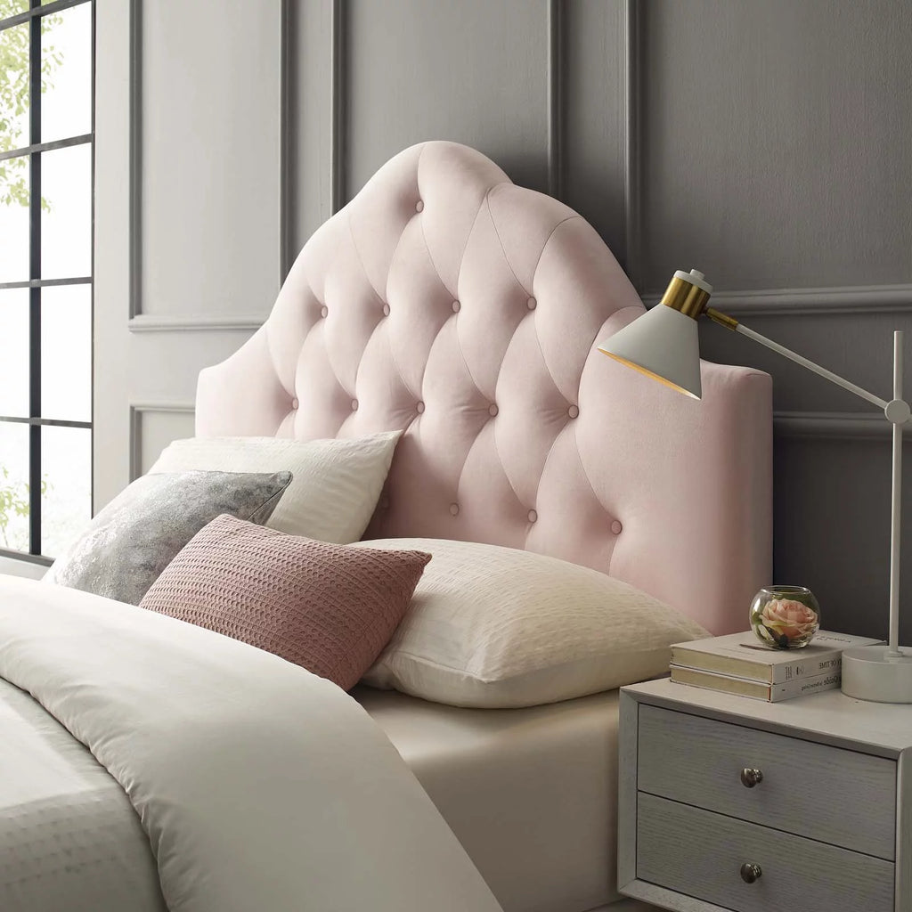 Pink Velvet Full Size Tufted Headboard B868