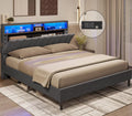 Queen Size LED Bed Frame with Outlet and USB Ports F182277