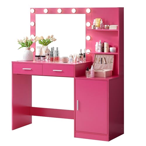 Vanity Desk with Mirror and LED Light Strip I9648