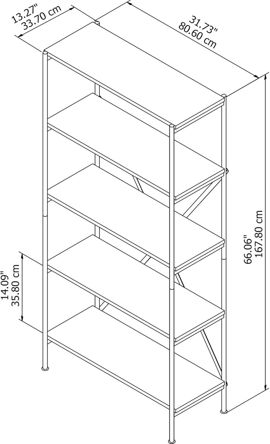 5 Shelf Bookcase T848079