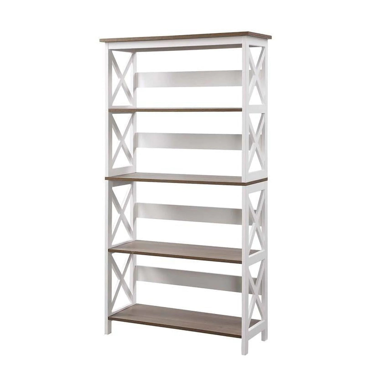 White 5 Tier Wood Bookcase Set of 2 C17327