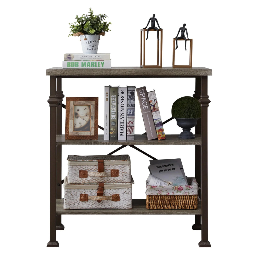 3-Tier Rustic Industrial Bookshelf K91877