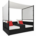 Black Poly Rattan Patio Bed with Canopy V776212