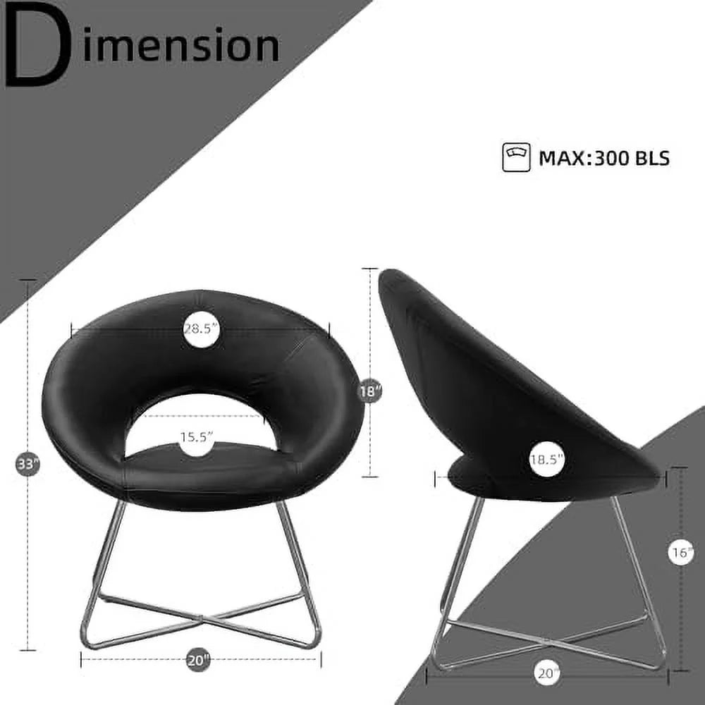 PU Leather Accent Chairs Set of 2 with Chrome Steel Legs M753908