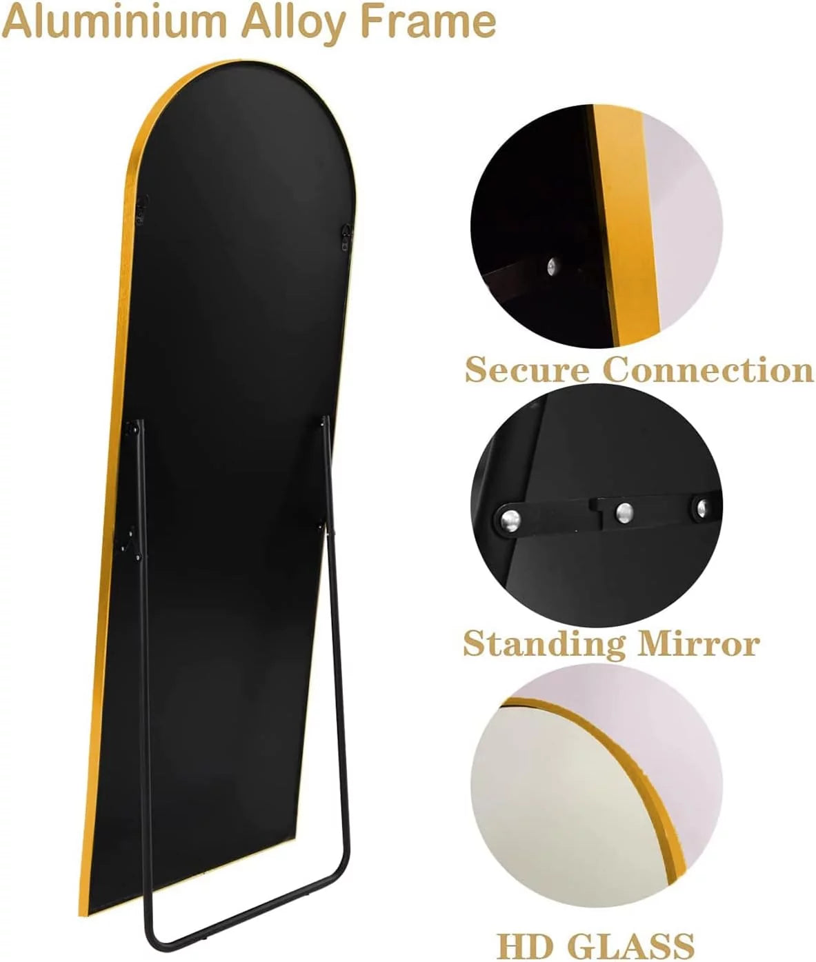 65"x22" Arched Full Length Mirror with Aluminum Frame L72418