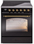 30 Induction Range with Electric Oven in Black with Brass Trim G258