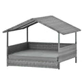 Dark Gray Medium PE Wicker Dog Bed with Canopy U285