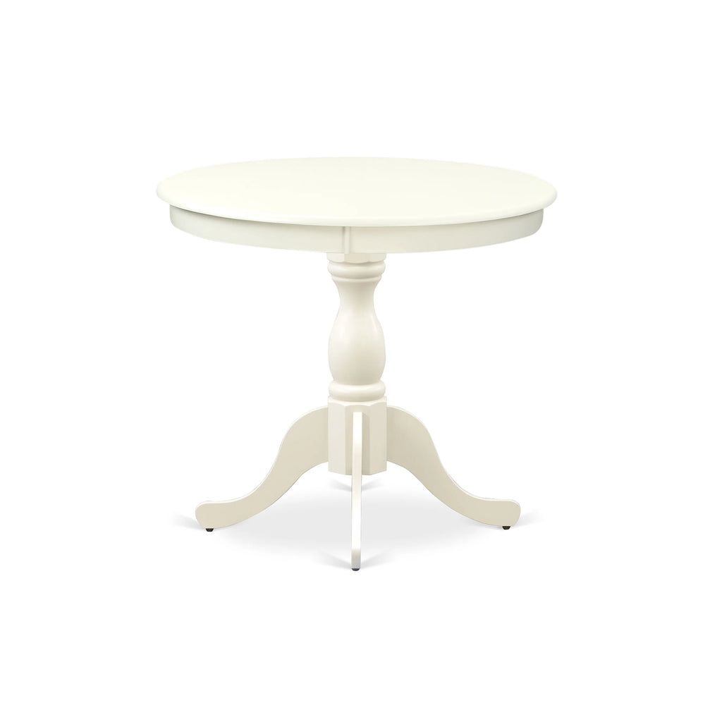 Antique White Wood Dining Table with Pedestal Legs Q332