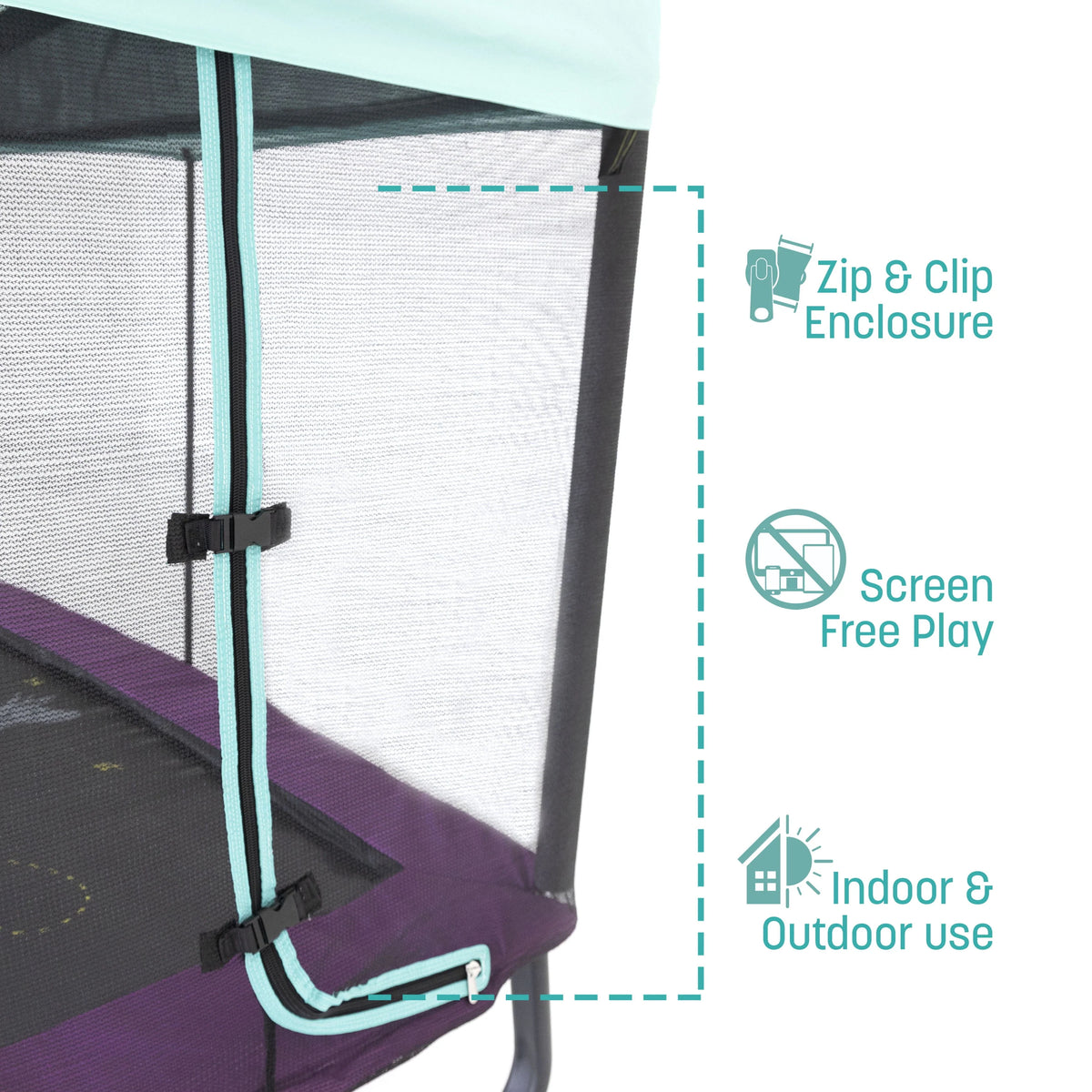 6x4ft Indoor Mini Trampoline with Net Enclosure F94456
