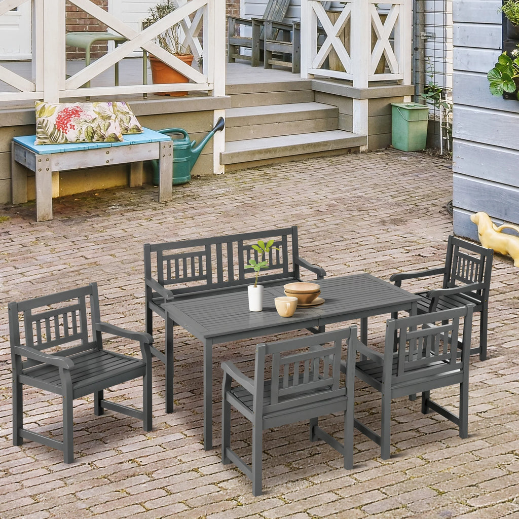 6pc Gray Wood Patio Table & Chairs A541679