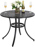 36 Inch Cast Aluminum Round Patio Table with Umbrella Hole L487