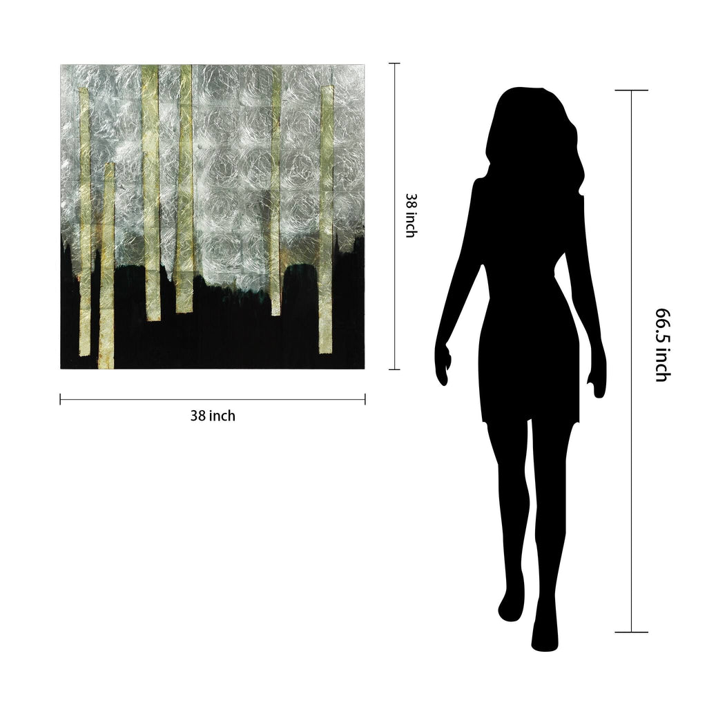 Printed Tempered Glass Art with Silver Leaf X424767