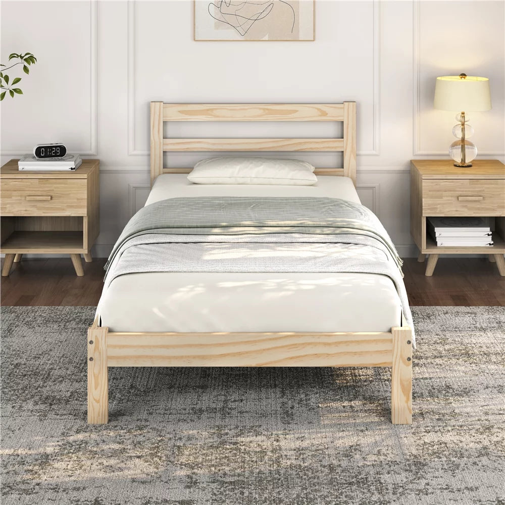 Queen Wooden Platform Bed Frame with Headboard F57987
