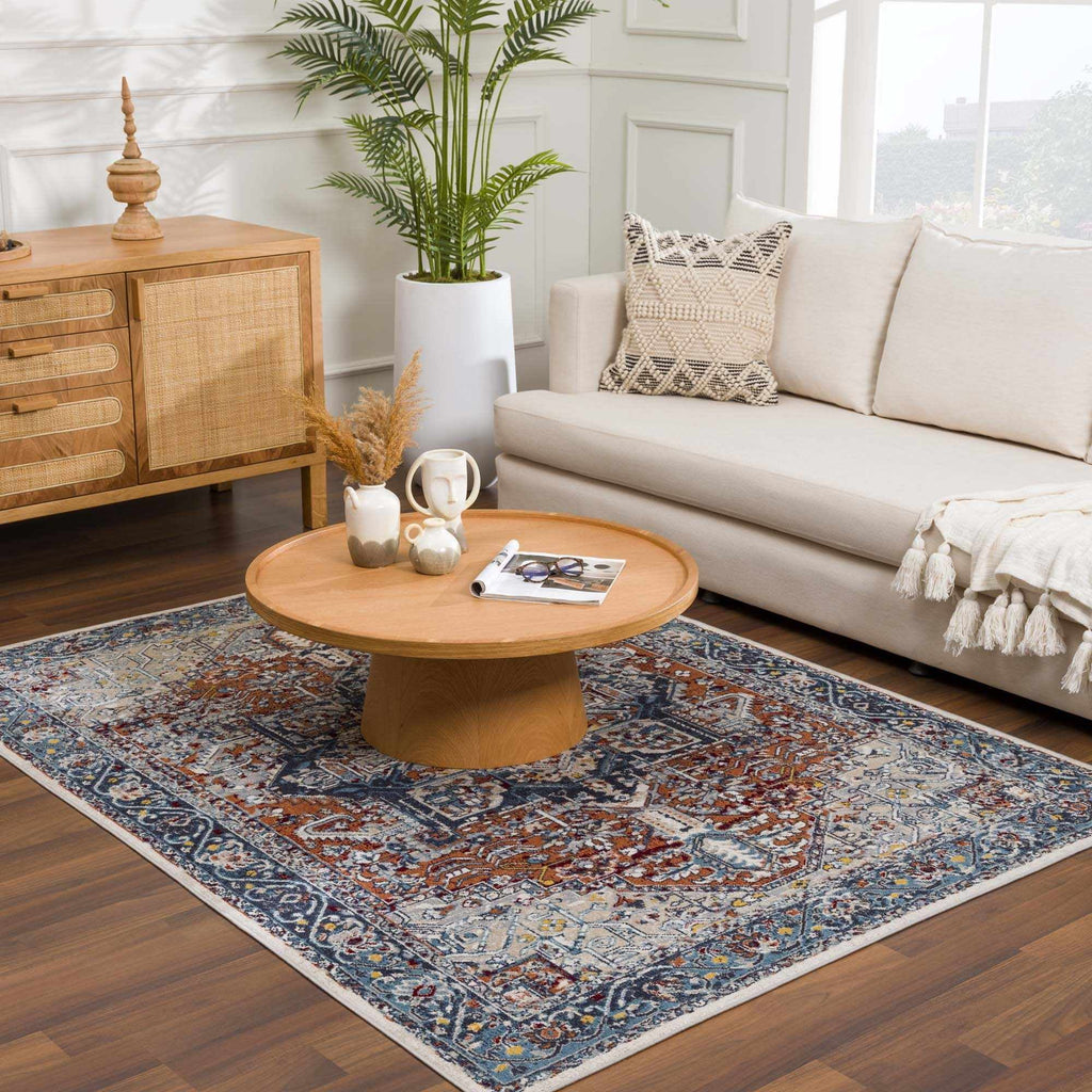 Blue Terra Cotta Cream Persian Area Rug G502518