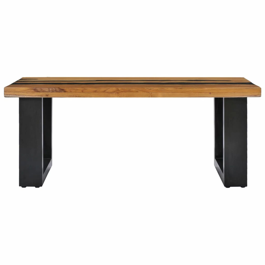 Solid Teak Wood and Lava Stone Coffee Table N104849