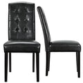 Black Tufted Faux Leather Dining Chairs Q499593