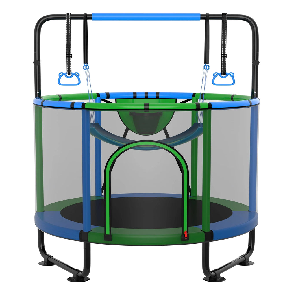 60'' Trampoline with Enclosure, Basketball Hoop and Swings A784