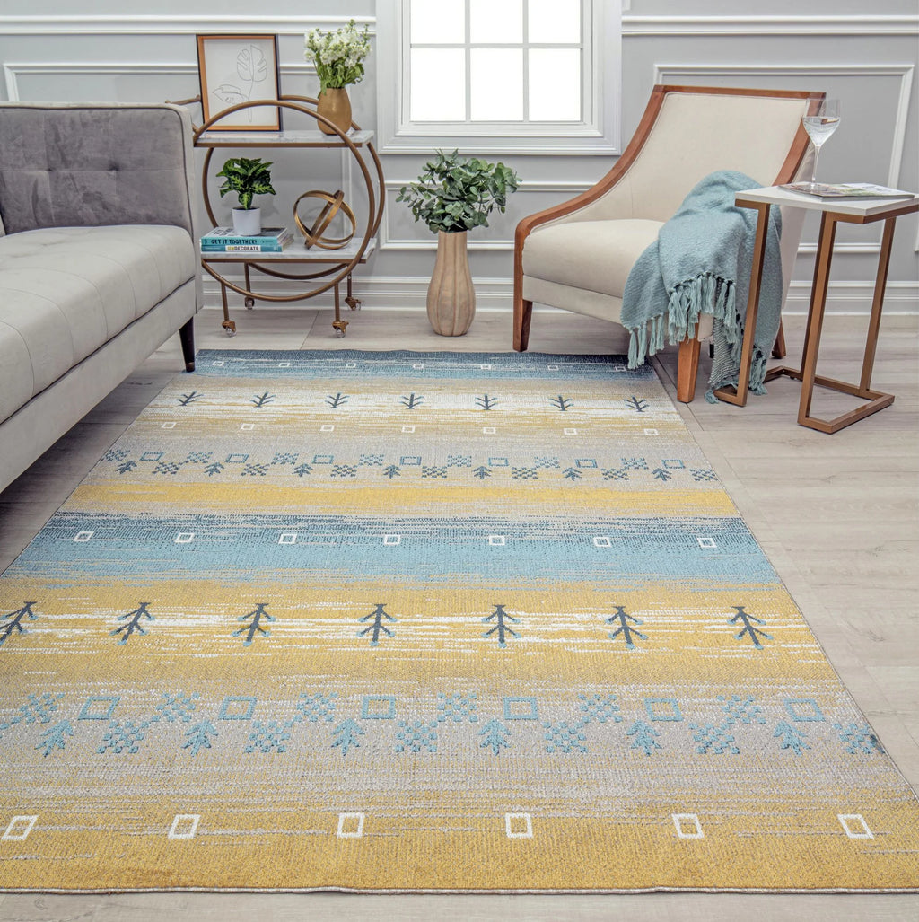 Yellow Tribal Bohemian Area Rug 2'6" x 4' O8006