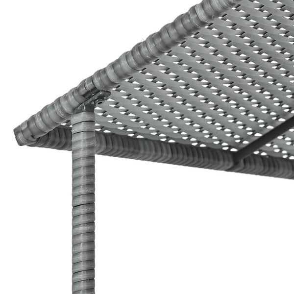 Dark Gray Medium PE Wicker Dog Bed with Canopy U285