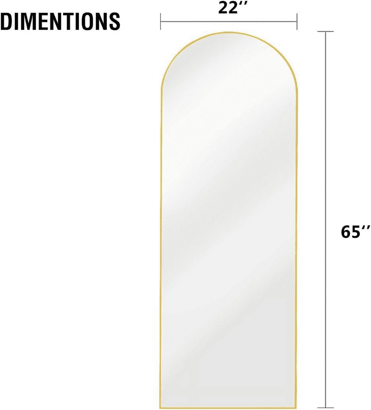 65"x22" Arched Full Length Mirror with Aluminum Frame L72418