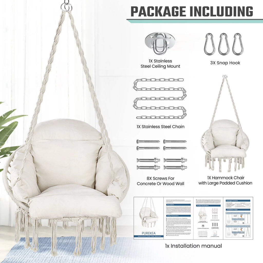 Hanging Hammock Swing Chair with Cushion W99486