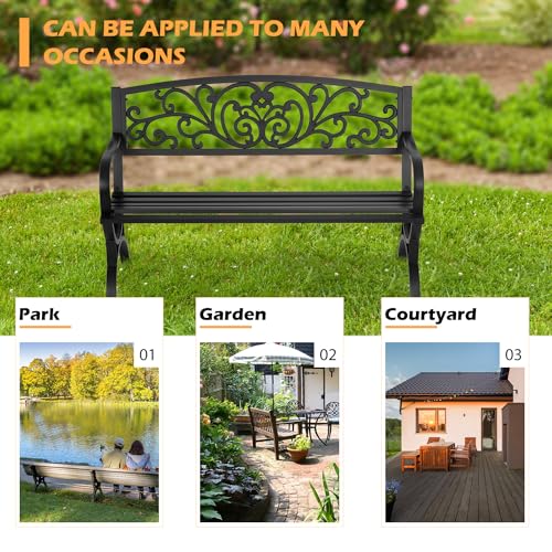 Black Metal Loveseat Bench U6805