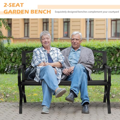 Black Metal Loveseat Bench U6805