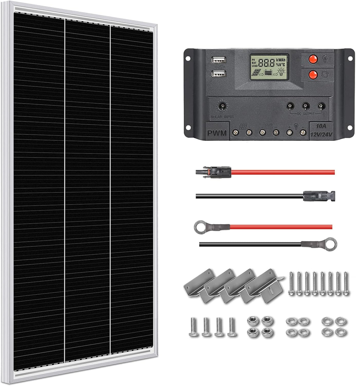 12 Volt 200 Watt Monocrystalline Solar Panel Starter Kit G89468