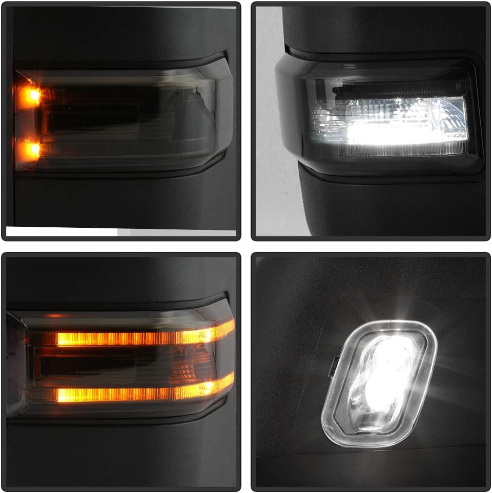 Black Power Heat Smoked LED Signal Towing Side Mirrors C413852