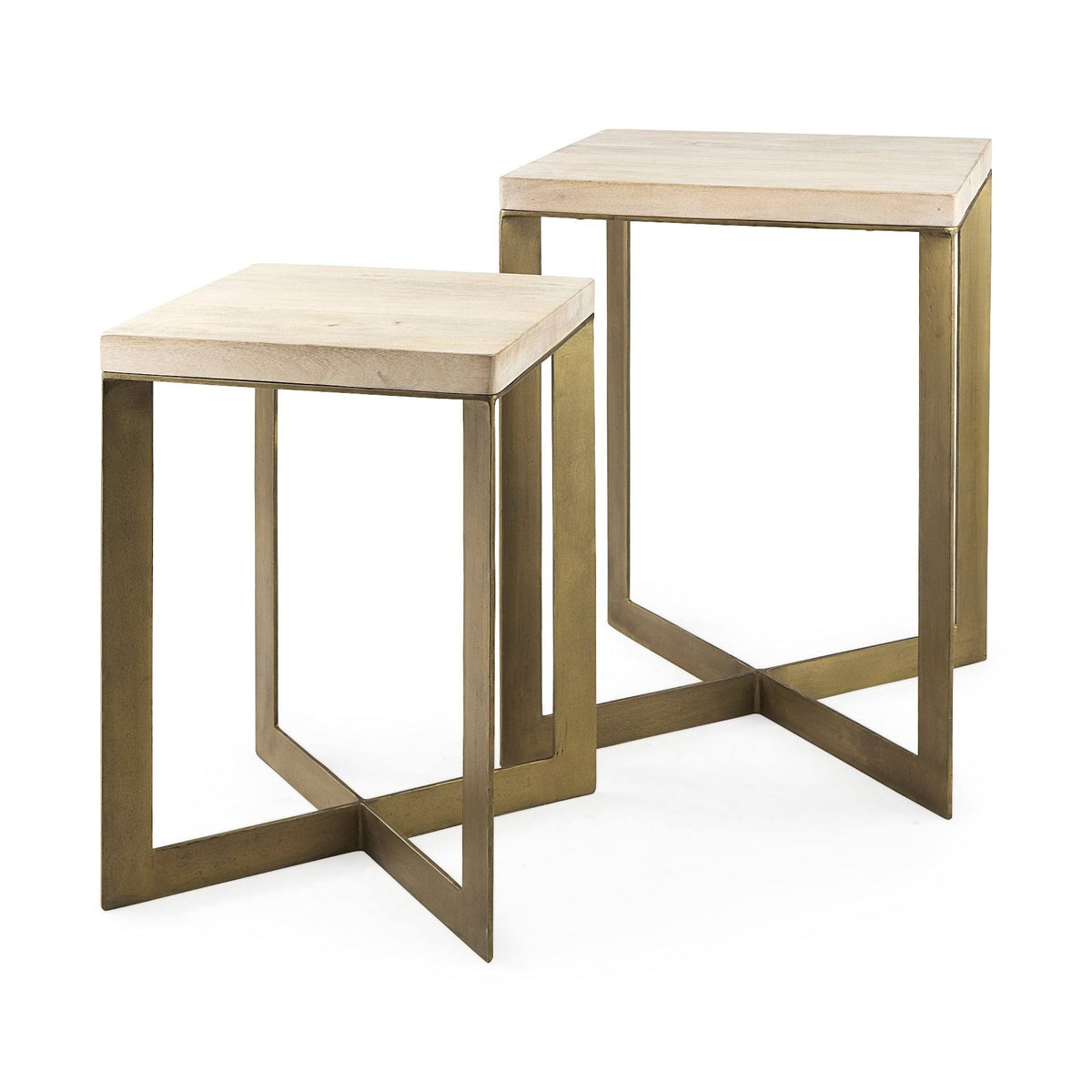 Light Brown Wood Accent Tables Set of 2 H260395