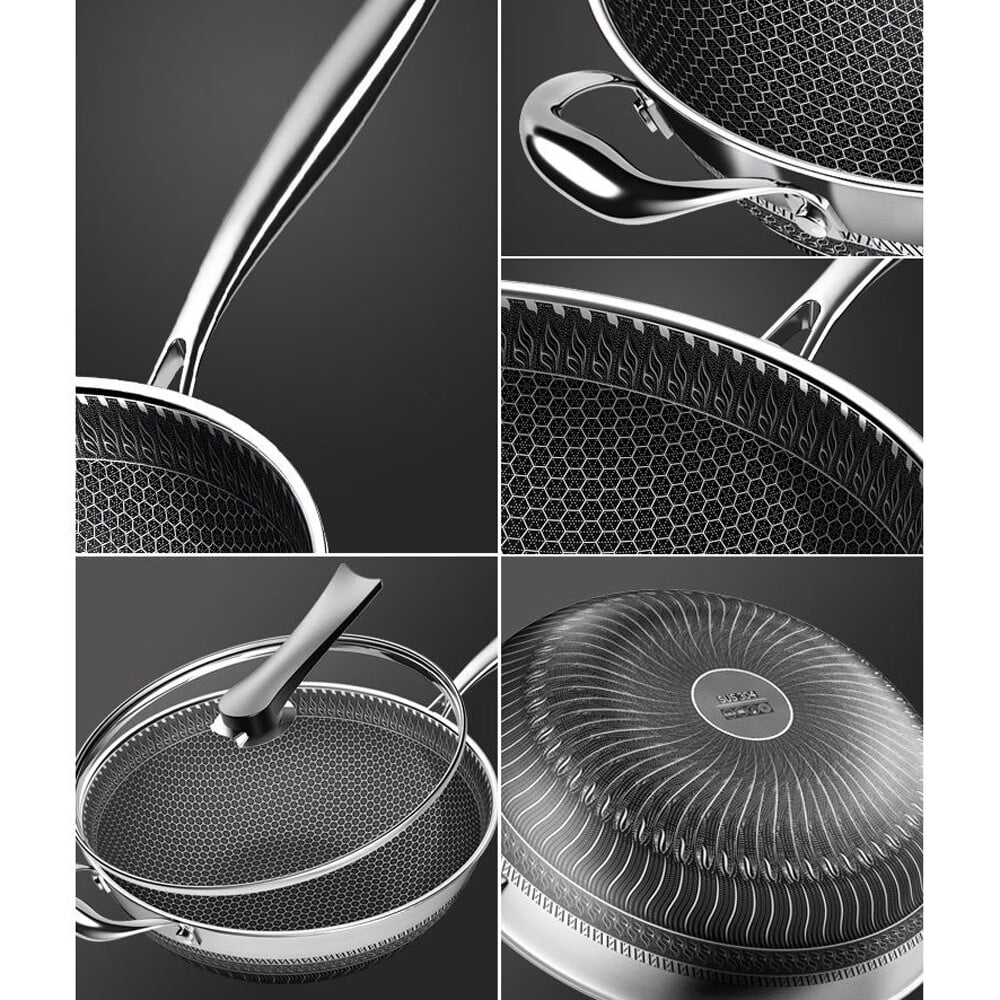 13In Nonstick Stainless Steel Frying Pan with Glass Lid X688