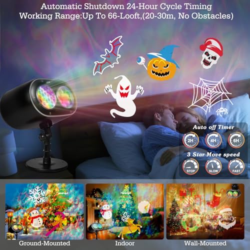 Halloween Projector Lights with 19 HD 3D Ocean Wave Effects M56057