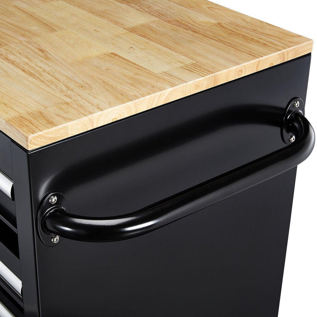 Black 9-Drawer Mobile Storage Cabinet with Solid Wood Top D2661