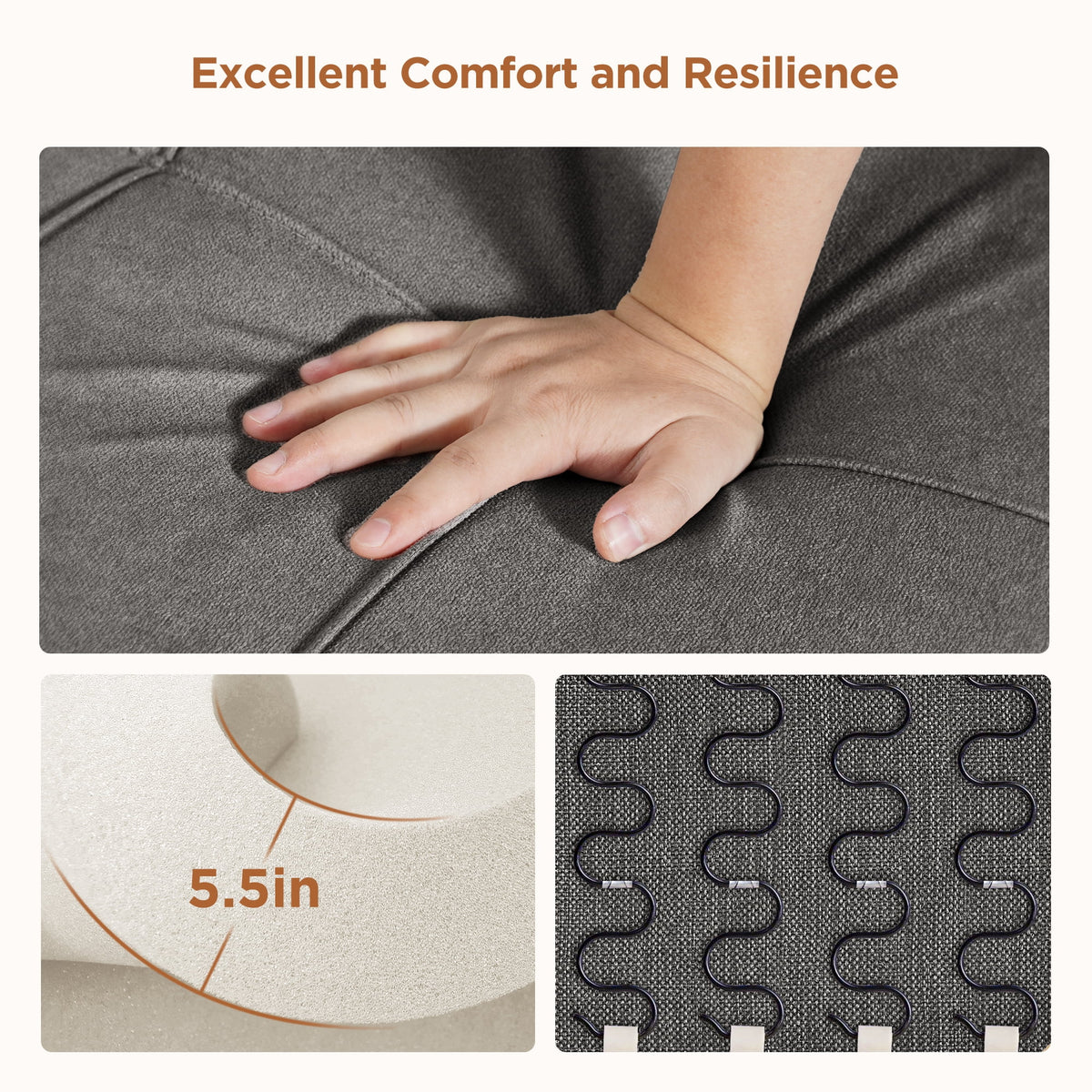 Grey 3 in 1 Convertible Sofa Bed Chair Z5536