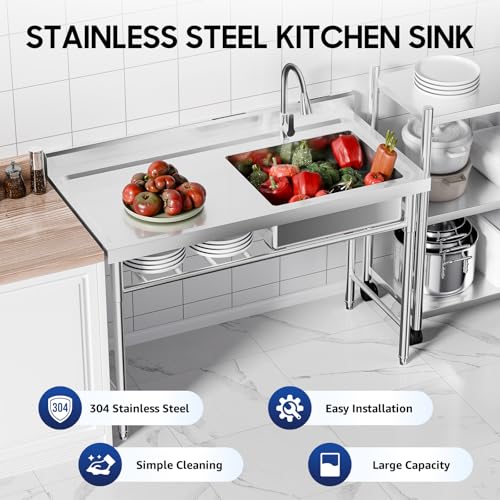 Stainless Steel Free Standing Single Bowl Utility Sink with Faucet B5139