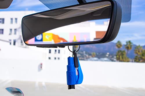 Emergency Keychain Car Escape Tool, 2-in-1 Seatbelt Cutter and Window Breaker, Black, Blue, Safety Yellow O967