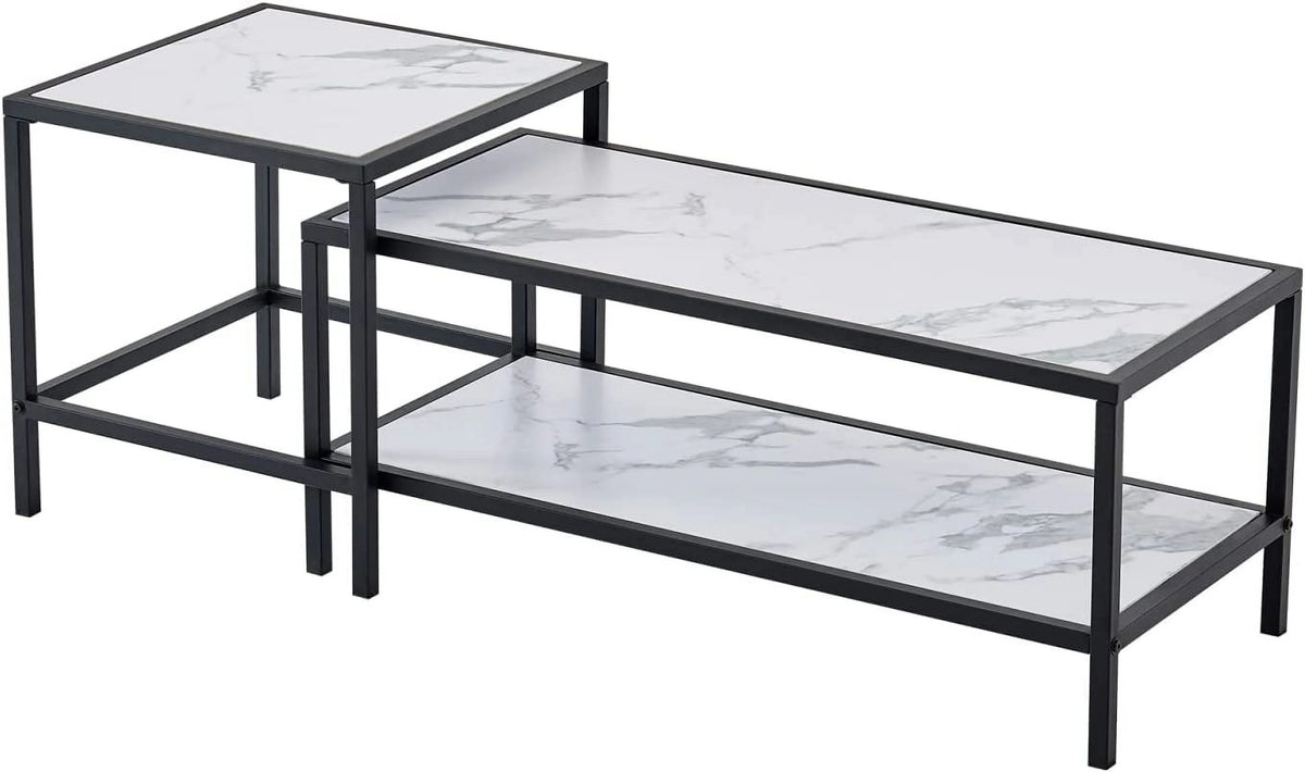 Marble Color Top Nesting Coffee Table Set with Metal Frame K757