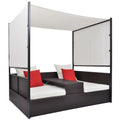 Brown Poly Rattan Garden Bed with Canopy M353331