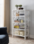 White 5 Tier Wood Bookcase Q4593