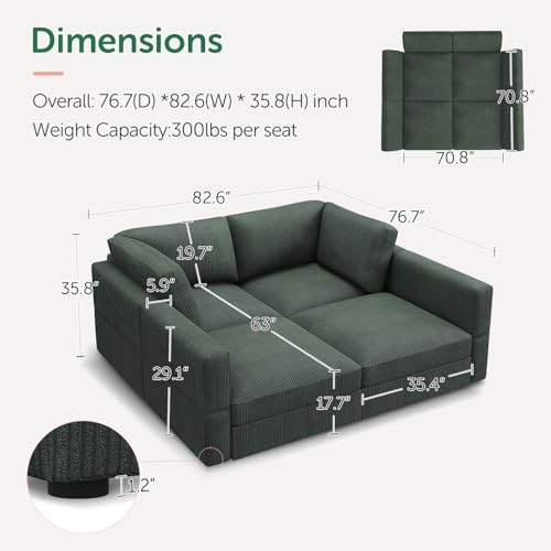 Beige Corduroy Modular Sectional Sofa with Storage M865