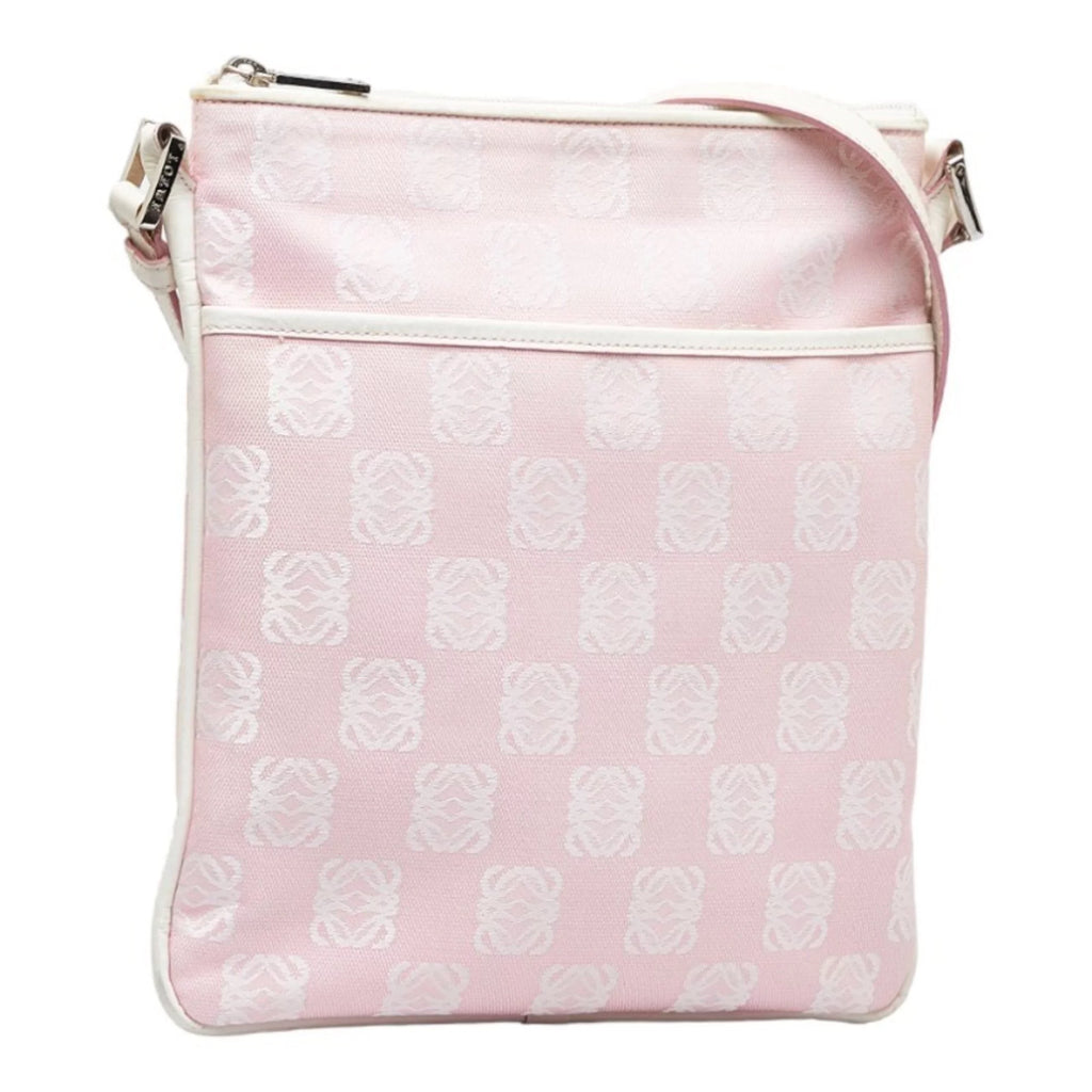Pre-Owned Pink White Canvas Leather Shoulder Bag M118981