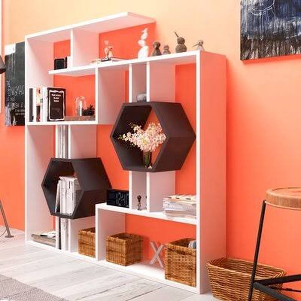 White/Black Geometric Bookcase B938
