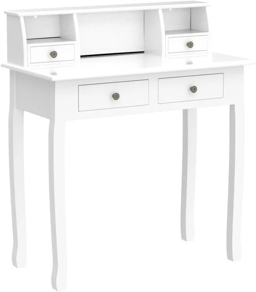 White 32 Inch Writing Desk with Storage Drawers P37343