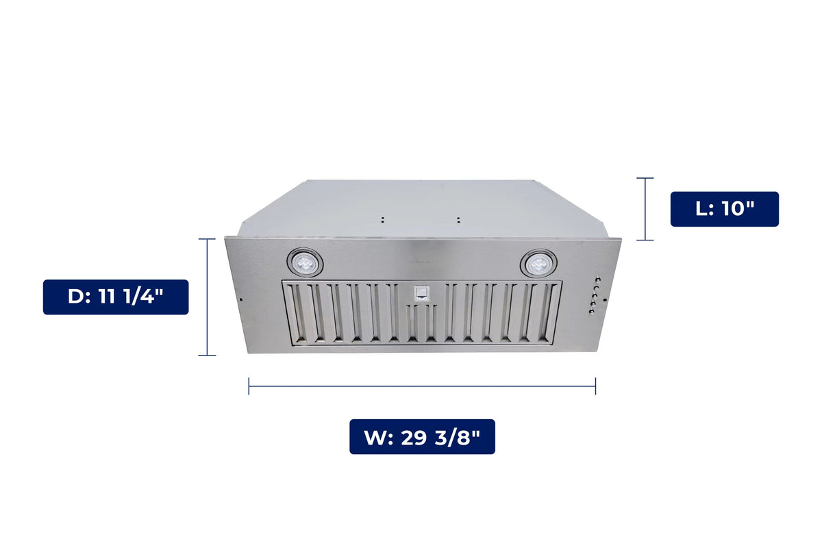 30 in. Stainless Steel Convertible Undercabinet Range Hood Insert B910